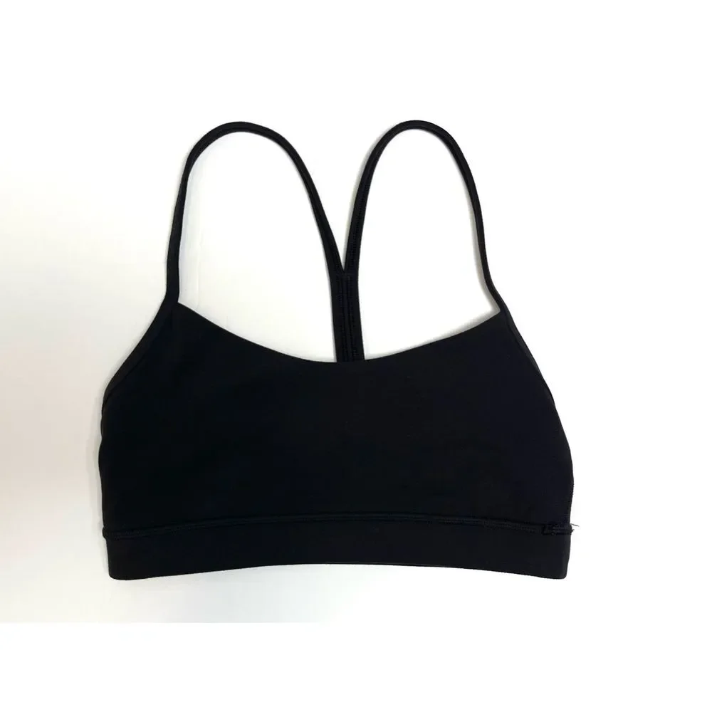 Lululemon Flow Y Bra Nulu Light Support A-C Cups Sports Bra Black Sz 4 Racerback - Picture 3 of 8